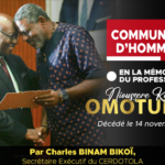 Hommage en la mémoire du PR  Jean-Philippe Corvo, dit Kalala OMOTUNDE