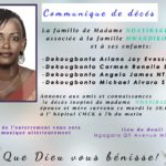 Communiqué  : décès de Madame Rose NDAYIRAGIJE